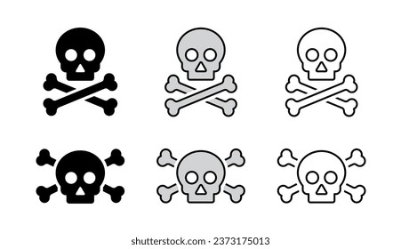 Skull Vector Icons in Flat and Outline Style