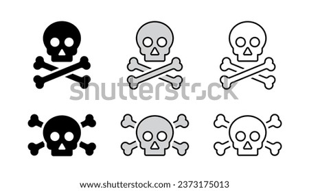 Skull Vector Icons in Flat and Outline Style