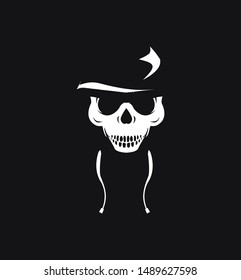 skull vector illustration black and white simple