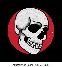 Skull Vector Illustration, bone head Cartoon. Tattoo, death, Horror