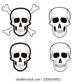 Skull Vector illustration, skull and bones,four options