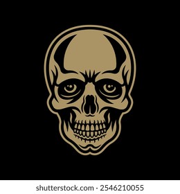 Skull vector illustration in colorful cartoon style on dark background