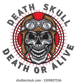 Skull Vector illustration design. concept biker,motorcycle.hand drawn,street art or tattoo style.graphic for t shirt print, tattoo, poster,logo,slogan.