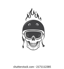 skull vector illustration design wearing helmet