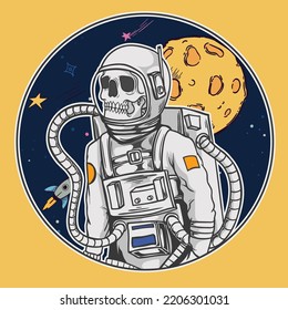 skull vector illustration design wearing astronaut suit