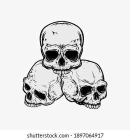 skull vector illustration detailed and editable