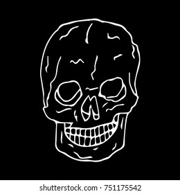 Skull vector illustration. Doodle style. Design, print, logo, decor, textile, paper.