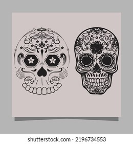 skull vector illustration, drawn on paper very suitable for symbols, tattoo designs, logos and others