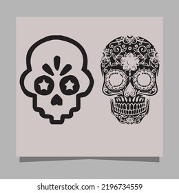 skull vector illustration, drawn on paper very suitable for symbols, tattoo designs, logos and others
