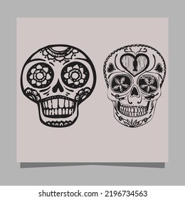 skull vector illustration, drawn on paper very suitable for symbols, tattoo designs, logos and others