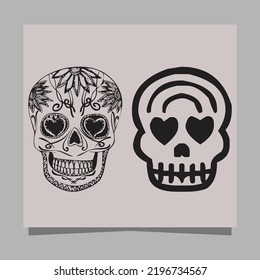 skull vector illustration, drawn on paper very suitable for symbols, tattoo designs, logos and others