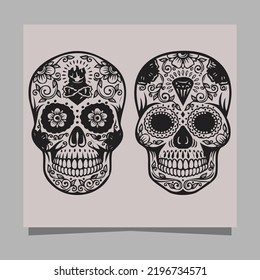 skull vector illustration, drawn on paper very suitable for symbols, tattoo designs, logos and others