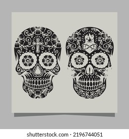 skull vector illustration, drawn on paper very suitable for symbols, tattoo designs, logos and others
