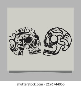 skull vector illustration, drawn on paper very suitable for symbols, tattoo designs, logos and others