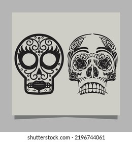 skull vector illustration, drawn on paper very suitable for symbols, tattoo designs, logos and others