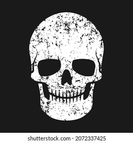 Skull vector illustration. Grunge texture. Human head skeleton icon.