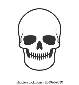 Skull Vector Illustration. Human Head Skeleton Icon.