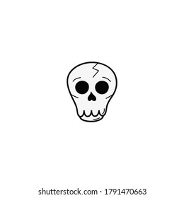 Skull vector illustration icon. Doodle hand drawn outlined cartoon human skull. Isolated.