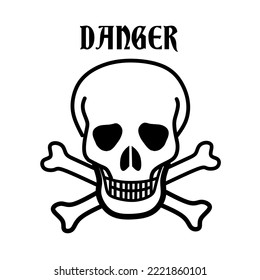 skull vector illustration, logo indicating dangerous goods for use, white background and black pattern