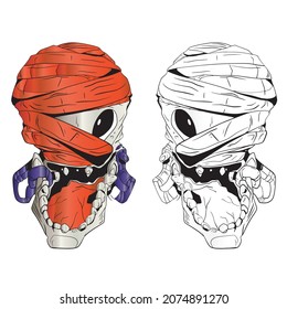 skull vector illustration mummy human skeleton ghost tattoo