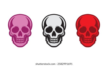 Skull Vector Illustration, Pink Skull Vector Image, Skeleton Head Skull Vector Image, Skull Head Symbol Vector.