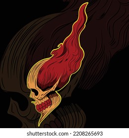 ilustración del vector cráneo con fuego rojo mejor para camiseta.
