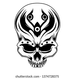  skull vector illustration robotic - cyborg skull - vector.