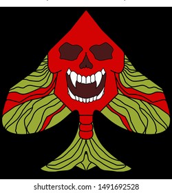 Skull vector illustration in a shovel shape