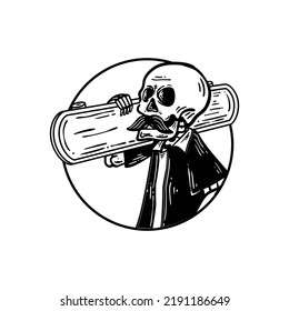 skull vector illustration with skateboard