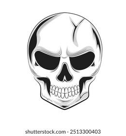 skull vector illustration, Skulls Collection with Outline, Cut Out Style in Front View. Hand Drawn Skull Head Design