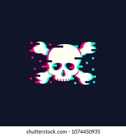 Skull. Vector illustration in trendy glitch style.