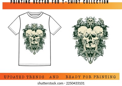 Skull vector, skull illustration for T-shirt printing