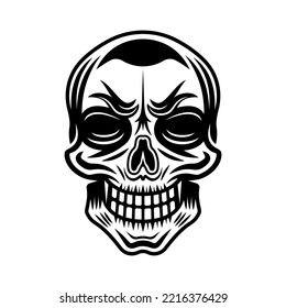 Skull vector illustration in vintage monochrome style isolated on white background