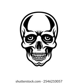 Skull vector illustration in vintage monochrome style isolated on white background