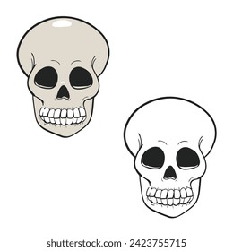 skull vector illustrations. Simple Design Outline Style. You can give color you like. drawing with line-art on white backgrounds