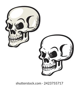 skull vector illustrations. Simple Design Outline Style. You can give color you like. drawing with line-art on white backgrounds