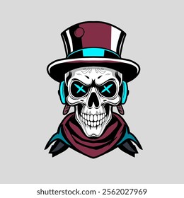 skull vector illustration.skull with accessories