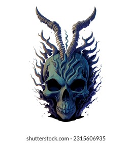 skull vector image illustration with horns and white background