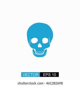 Skull vector. Isolated blue icon on white background.