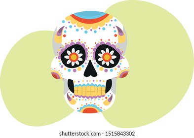 Skull vector isolated illustration. Halloween spirit . Concept for print, web design, cards, logo, icon