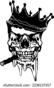 skull vector with king crown and cigar