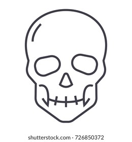 skull vector line icon, sign, illustration on background, editable strokes