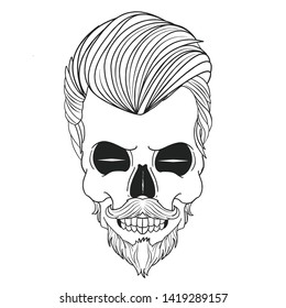 Skull Vector Line Rockabilly Hair Stock Vector (Royalty Free ...