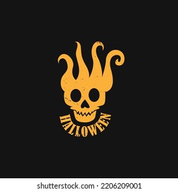 Skull vector logo design for happy Halloween T shirt design, banner, poster, greeting card horror idea