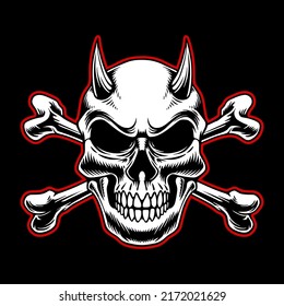 Skull vector logo design illustration
