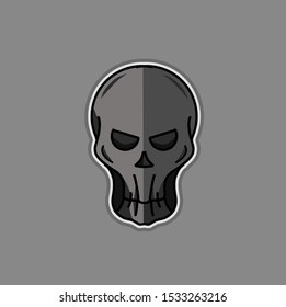 The skull vector logo mascot design wallpaper with grey background on Halloween festival