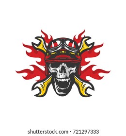 Skull Vector Mascot Illustration Fire Workshop Ghost