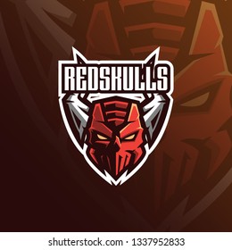 skull vector mascot logo design with modern illustration concept style for badge, emblem and tshirt printing. angry skull illustration for sport and esport team.