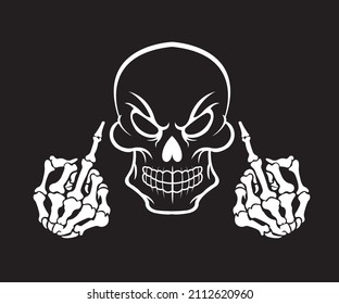 Skull Vector With Middle Finger Raised