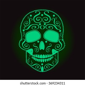 Skull vector neon green